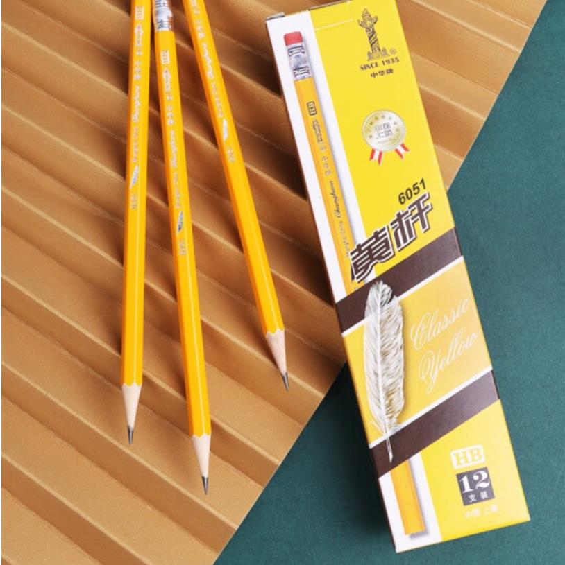 中华 6051  经典黄杆皮头铅笔 12支/盒