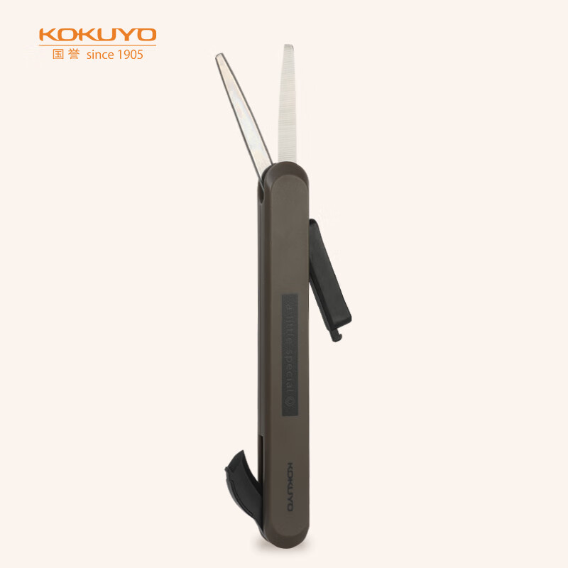 国誉(KOKUYO)一米新纯便携剪刀创意两用开箱小刀 深棕 WSG-HSS320DS