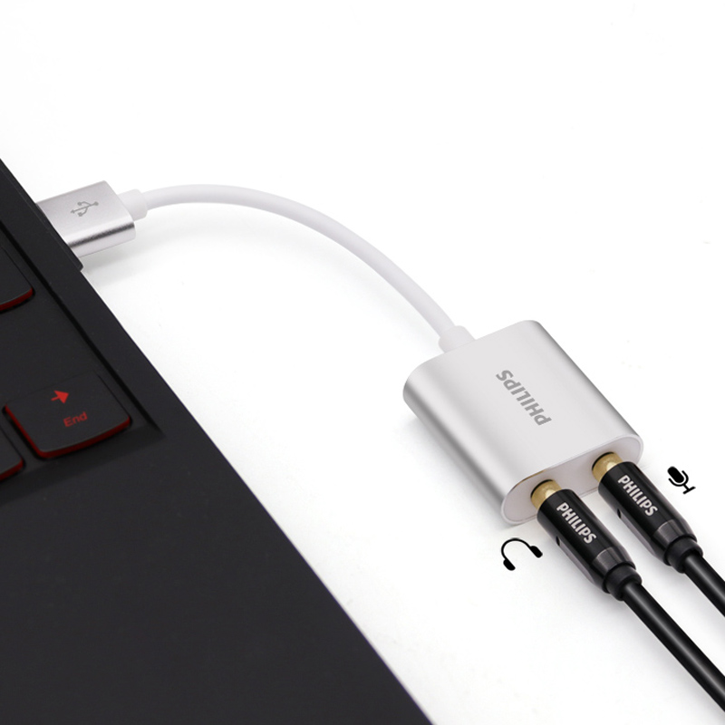 飞利浦(PHILIPS)USB外置独立声卡免驱USB转3.5mm音频口