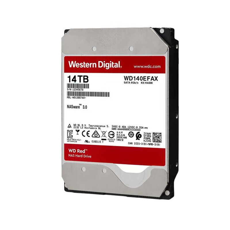 西部数据（WD） 红盘 NAS 网络存储 企业硬盘 3.5英寸14TB WD140EFGX